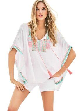 Lilly Pulitzer‎ Lucinda Caftan Cover Up XXS/XS Resort White Pink
